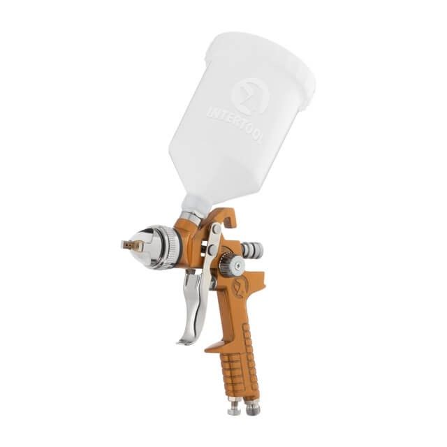 Краскопульт пневматический HVLP, форсунка 1,5 мм, верхний пластиковый бачок 600 мл, 3 бар INTERTOOL PT-0110