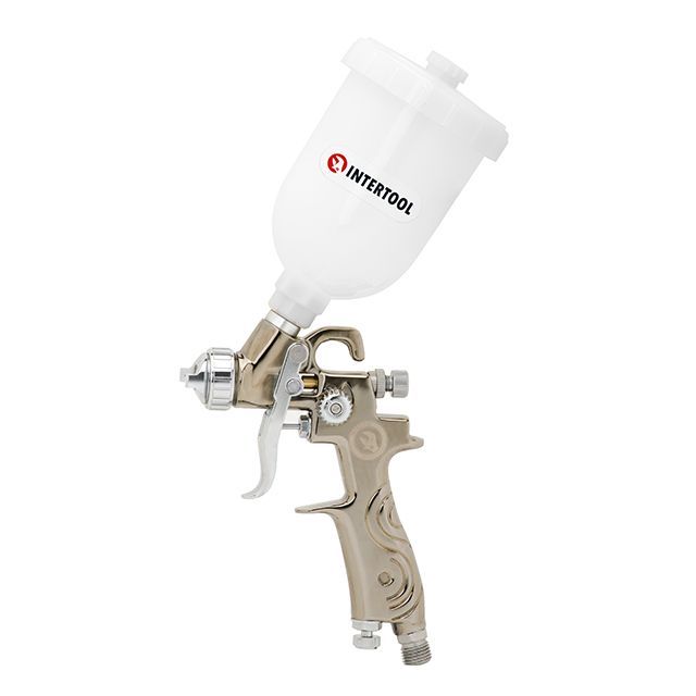 Краскопульт пневматический LVMP MINI форсунка 0,8 мм, верхний пластиковый бачок 250 мл, 2-2,5 бар INTERTOOL PT-0129