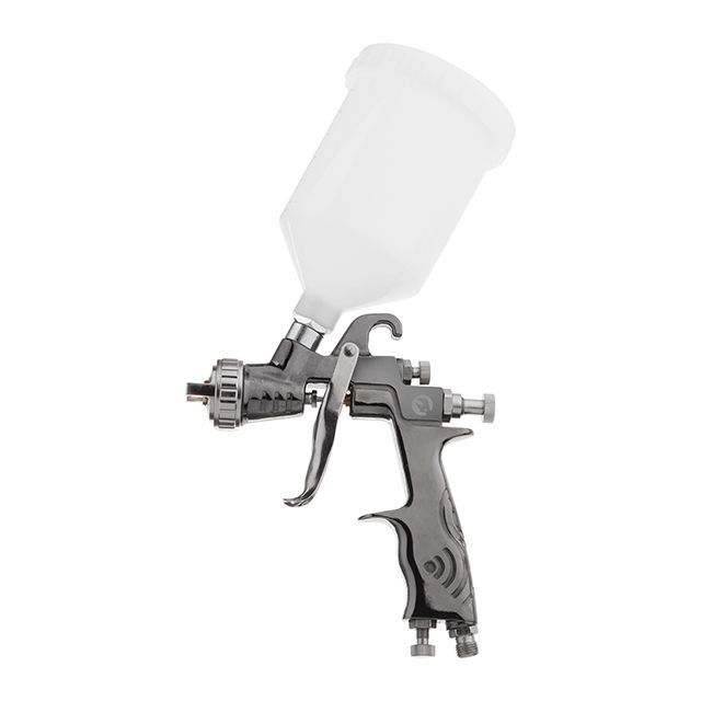 Краскопульт пневматический LVLP, форсунка 1.3мм, с редуктором, верхний пластиковый бачок 600мл., 2бар INTERTOOL PT-0130