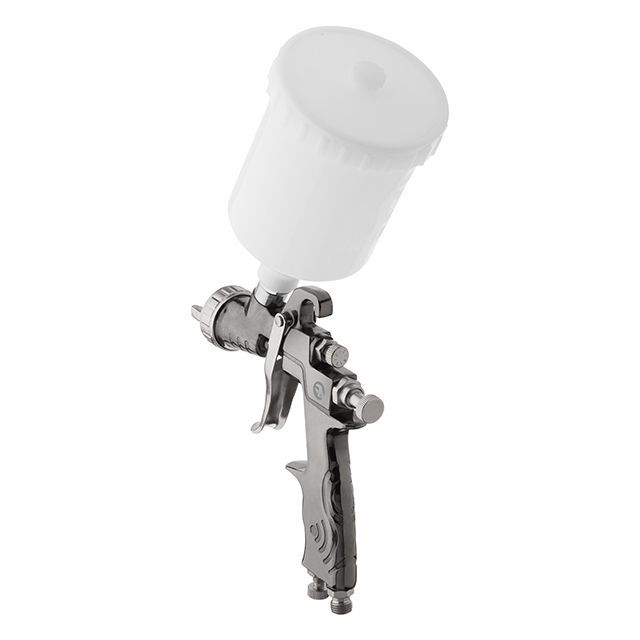 Краскопульт пневматический LVLP, форсунка 1.3мм, с редуктором, верхний пластиковый бачок 600мл., 2бар INTERTOOL PT-0130