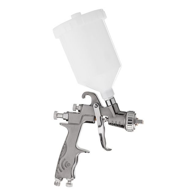 Краскопульт пневматический LVLP, форсунка 1.3мм, с редуктором, верхний пластиковый бачок 600мл., 2бар INTERTOOL PT-0130