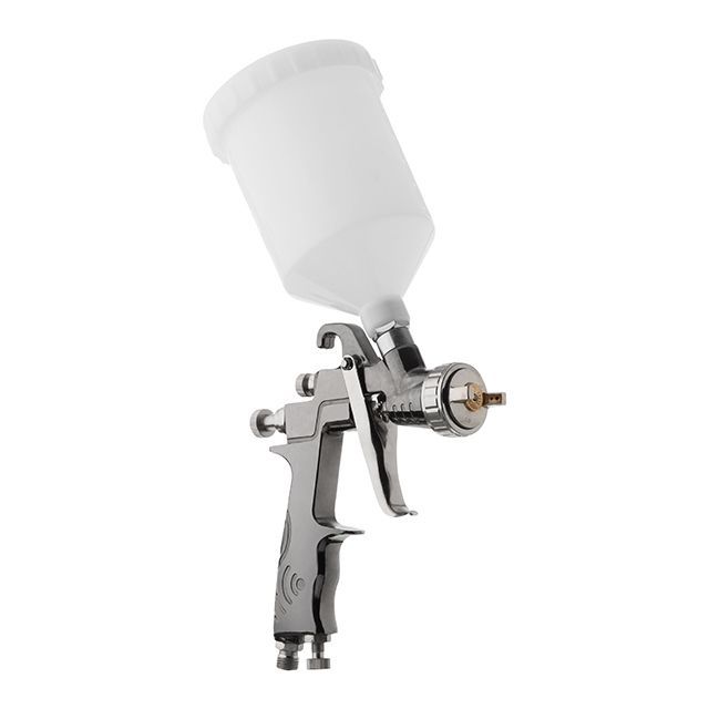 Краскопульт пневматический LVLP, форсунка 1.3мм, с редуктором, верхний пластиковый бачок 600мл., 2бар INTERTOOL PT-0130