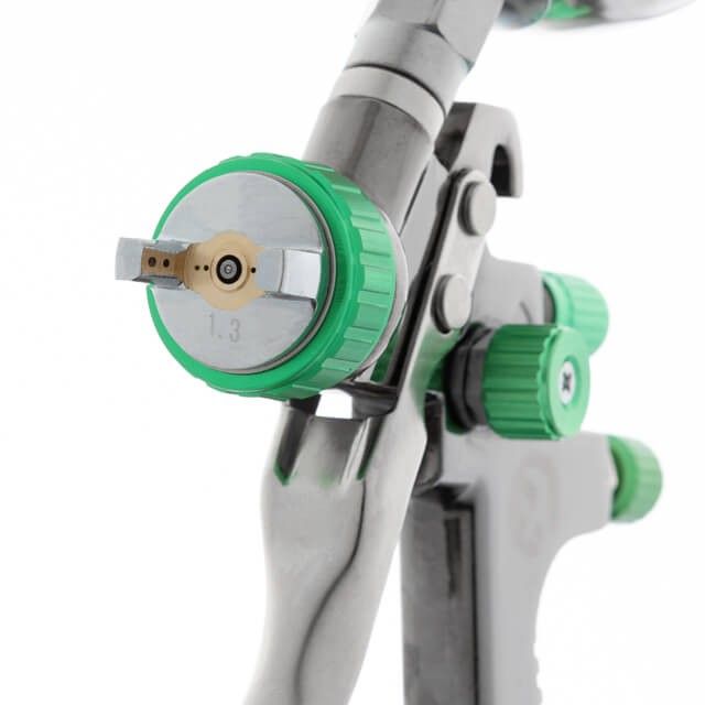 Краскопульт пневматический LVLP GREEN профессиональный, форсунка 1,3 мм, верхний металлический бачок 600 мл, 1,5 бар INTERTOOL PT-0131