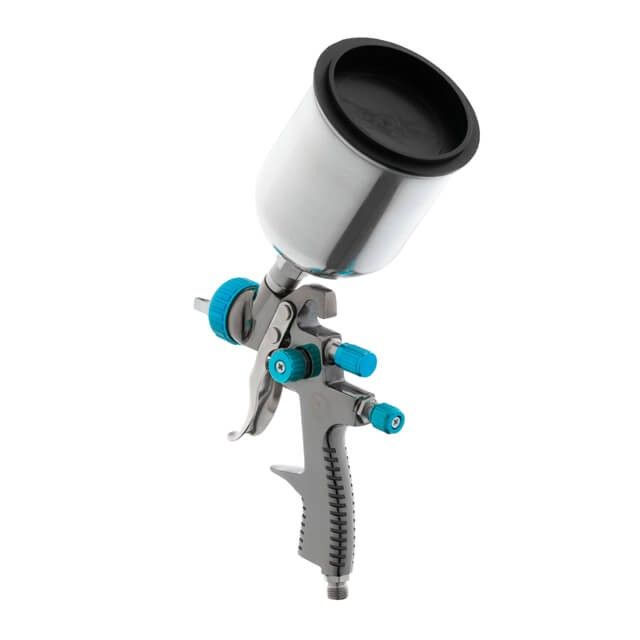 Краскопульт пневматический LVLP BLUE профессиональный, форсунка 1,4 мм, верхний металлический бачок 600 мл, 1,5 бар INTERTOOL PT-0133