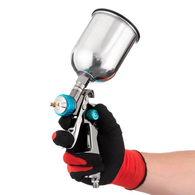 Краскопульт пневматический LVLP BLUE профессиональный, форсунка 1,4 мм, верхний металлический бачок 600 мл, 1,5 бар INTERTOOL PT-0133
