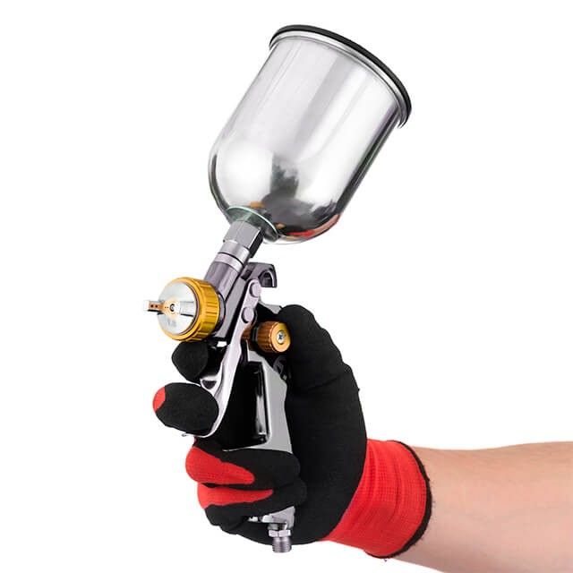 Краскопульт пневматический LVLP BRONZE профессиональный, форсунка 1.8мм, верхний металлический бачок 600мл., 1.5бар INTERTOOL PT-0135