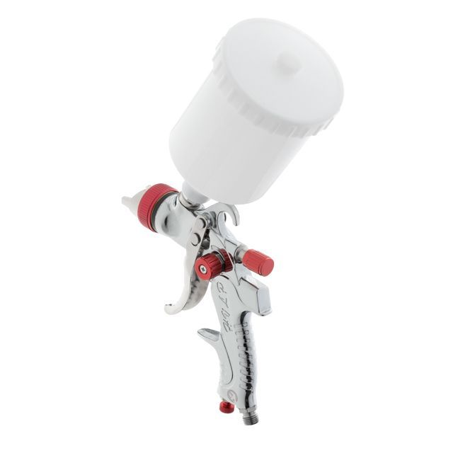 Краскопульт пневматический HVLP с тремя наборами форсунок - 1,3мм, 1,4мм, 1,7мм, пластиковый бачок, 3бар INTERTOOL PT-0153