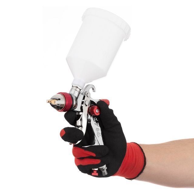 Краскопульт пневматический HVLP с тремя наборами форсунок - 1,3мм, 1,4мм, 1,7мм, пластиковый бачок, 3бар INTERTOOL PT-0153