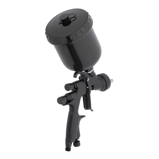 Краскопульт пневматический HVLP BLACK M-DIAMOND профессиональный, форсунка 1.8 мм, верхний пластиковый бачок 600 мл STORM INTERTOOL PT-0168