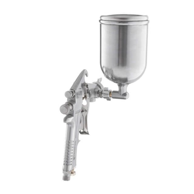 Краскопульт пневматический HP, форсунка 1.5мм, верхний металлический бачок 400мл., 5бар INTERTOOL PT-0202