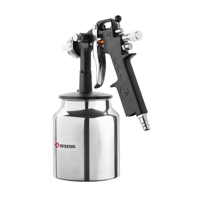 Краскопульт пневматический HP, форсунка 1,5 мм, нижний металлический бачок 1000 мл, 5 бар INTERTOOL PT-0211