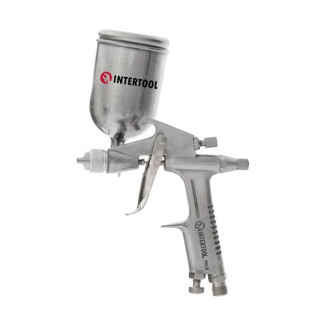 Краскопульт пневматический HP MINI, форсунка 0,5 мм, верхний металлический бачок 200 мл, 5 бар INTERTOOL PT-0301