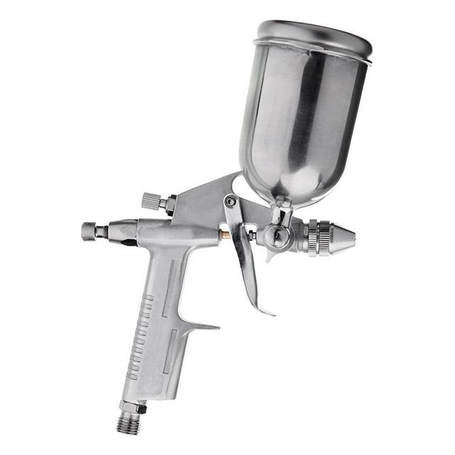 Краскопульт пневматический HP MINI, форсунка 0,5 мм, верхний металлический бачок 200 мл, 5 бар INTERTOOL PT-0303