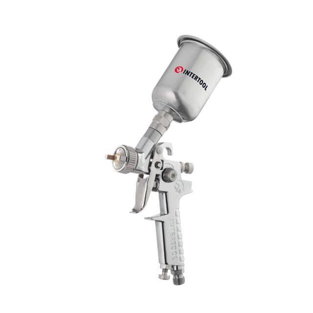 Краскопульт пневматический HP MINI, форсунка 0.5мм, верхний металлический бачок 125мл., 5бар INTERTOOL PT-0306