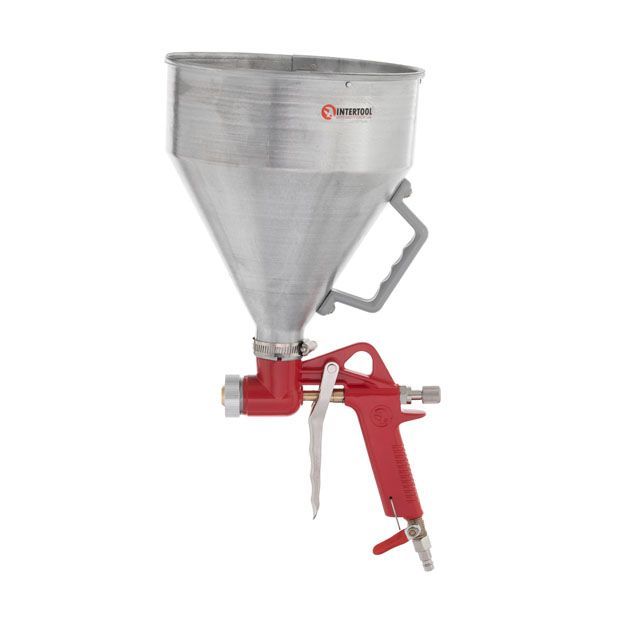Распылитель штукатурный пневматический, форсунки: 4, 6, 8 мм, верхний металлический бачок, 6000 мл, 3-6 атм INTERTOOL PT-0401