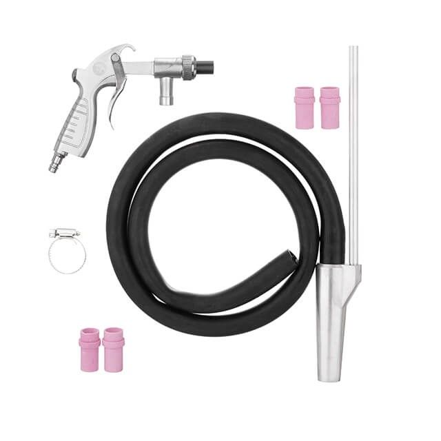 Пистолет пескоструйный со шлангом, пневматический, форсунки: металлическая - 6 мм; керамические: 4,5, 5, 6, 7 мм INTERTOOL PT-0708