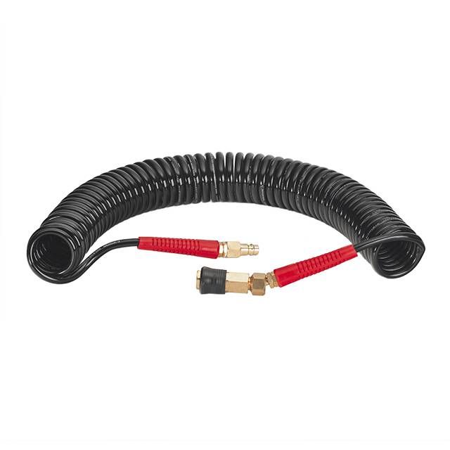 Шланг BLACK M-Flex STORM, 10 м, 5,5*8 мм, спиральный полиуретановый c поворотным шарниром, латунными быстроразъемными соединениями INTERTOOL PT-1790