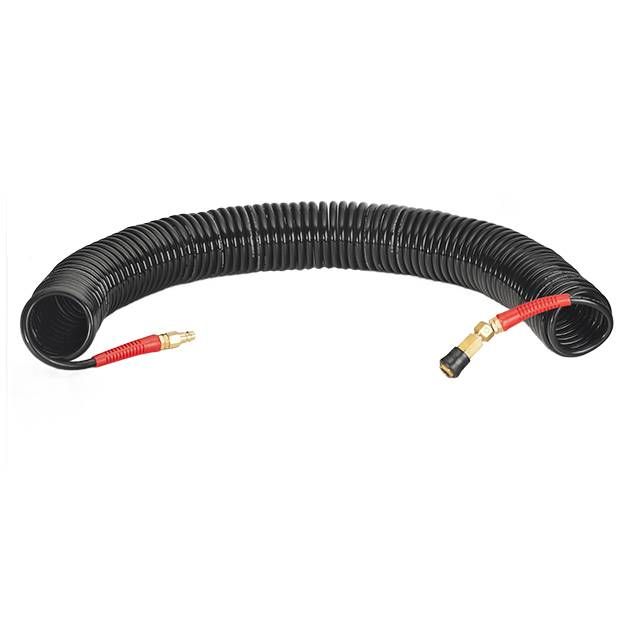 Шланг BLACK M-Flex 6.5*10 мм, 20 м спіральний поліуретановий з поворотним шарніром, латунні швидкороз'ємні з'єднання STORM INTERTOOL PT-1795