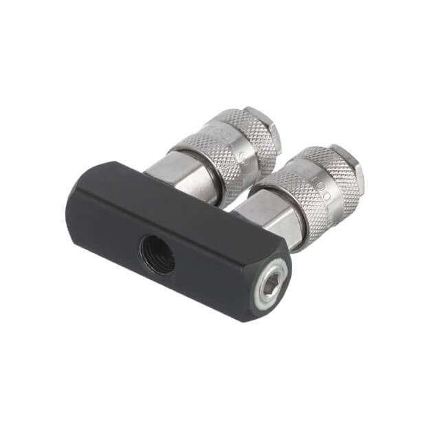 Разветвитель воздуха 1/4" на 2 выхода, прямой, быстроразъемные соединения, 10 бар INTERTOOL PT-1854