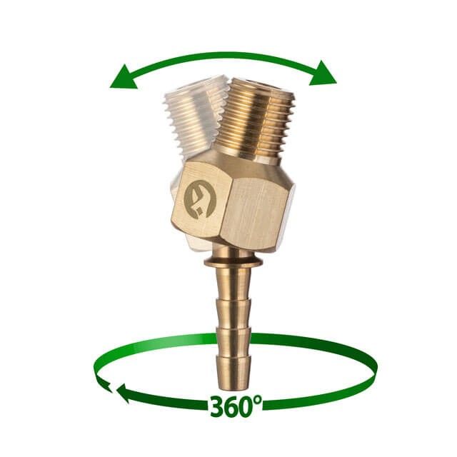 Шарнир поворотный, наружная резьба 1/4", на шланг 6 мм, латунь, STORM INTERTOOL PT-2204