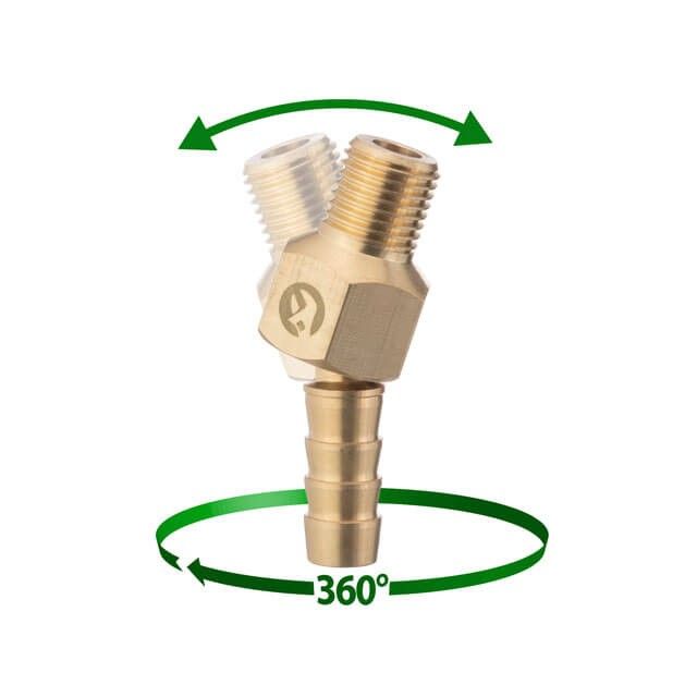 Шарнир поворотный, наружная резьба 1/4", на шланг 10 мм, латунь, STORM INTERTOOL PT-2206