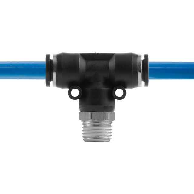 Цанговое соединение T-образное для полиуретановых и др. шлангов 8*8 мм, 1/4" нар. резьба INTERTOOL PT-2352