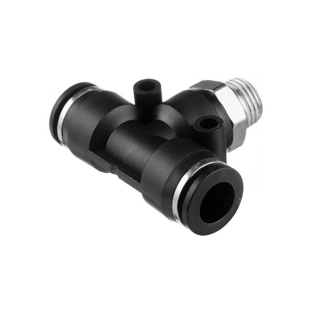 Цанговое соединение T-образное для полиуретановых и др. шлангов 10*10 мм, 1/4" нар. резьба INTERTOOL PT-2353