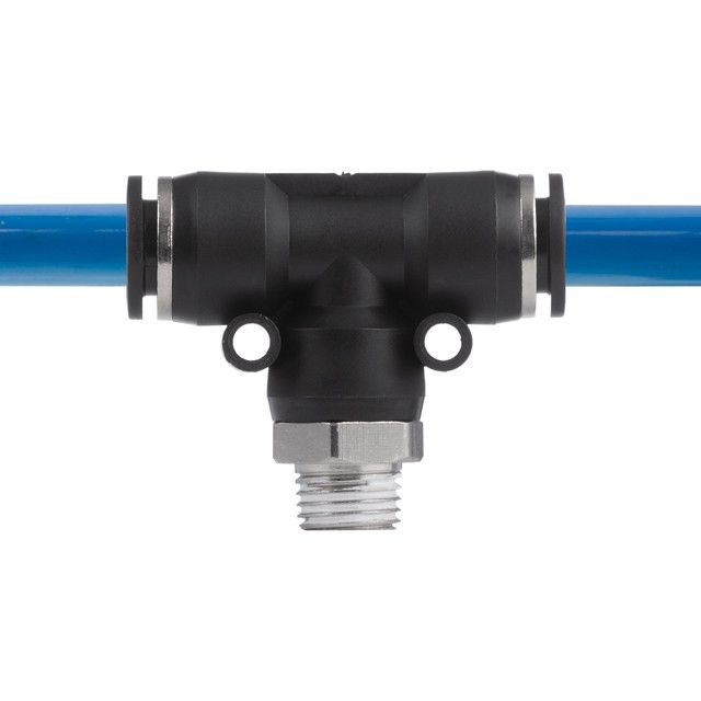 Цанговое соединение T-образное для полиуретановых и др. шлангов 10*10 мм, 1/4" нар. резьба INTERTOOL PT-2353