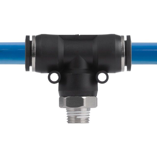 Цанговое соединение T-образное для полиуретановых и др. шлангов 12*12 мм, 1/4" нар. резьба INTERTOOL PT-2354