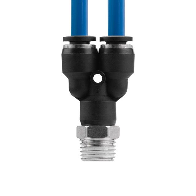 Цанговое соединение Y-образное для полиуретановых и др. шлангов 6*6 мм, 1/4" нар. резьба INTERTOOL PT-2376