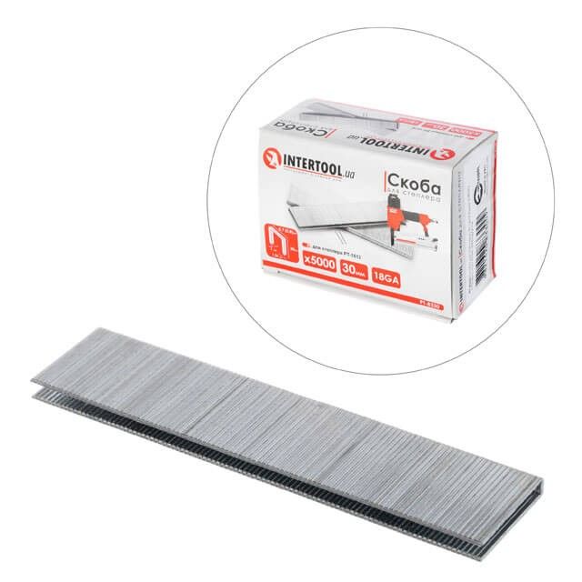 Скоба для степлера PT-1612 30×5,7(5,8) мм, 18GA, 1,25×1,0 мм, 5000 шт/упак INTERTOOL PT-8330