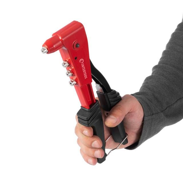 Пистолет заклепочный, литой корпус, диаметр заклепки 2.4; 3.2; 4; 4.8 мм INTERTOOL RT-0006