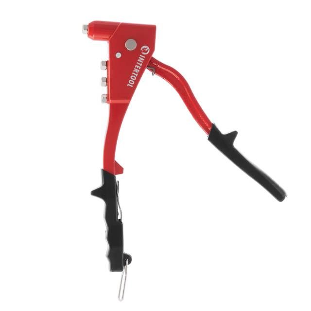 Пистолет заклепочный цельностальной, диаметр применяемой заклепки 2.4; 3.2; 4; 4.8мм INTERTOOL RT-0010