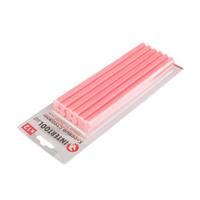 Комплект розовых клеевых стержней 11.2*200 мм, 12 ед. INTERTOOL RT-1046
