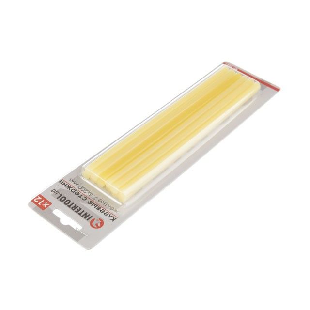Комплект желтых клеевых стержней 7.4*200 мм, 12 ед. INTERTOOL RT-1051