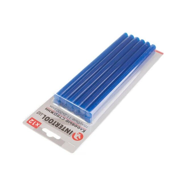 Комплект голубых клеевых стержней 11.2*200 мм, 12 ед. INTERTOOL RT-1053
