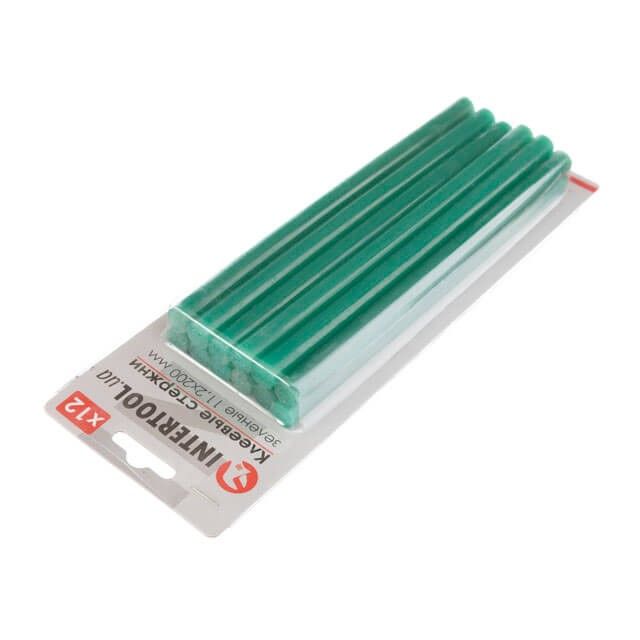 Комплект зеленых клеевых стержней 11.2*200 мм, 12 ед. INTERTOOL RT-1057