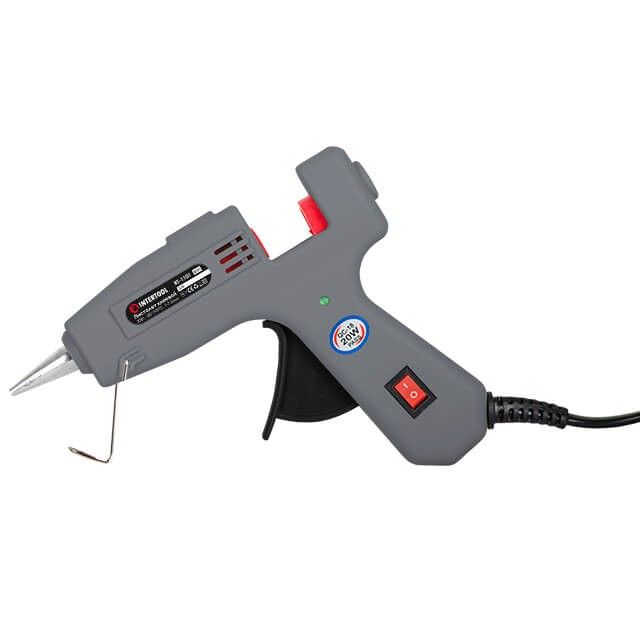 Пистолет клеевой 20(65) Вт, 230 В, 180-195°C под стержни 7-7.5 мм, 5-13 г/мин, выключатель INTERTOOL RT-1101