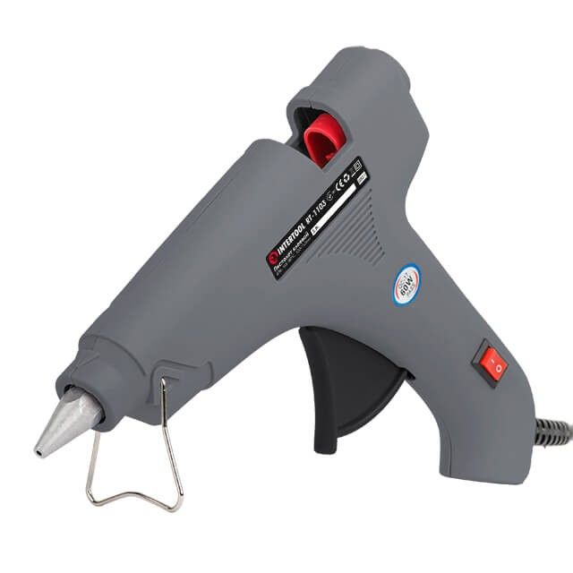 Пистолет клеевой 60(185) Вт, 230 В, 165-180°C под стержни 10.8-11.5 мм, 8-20 г/мин, выключатель INTERTOOL RT-1103