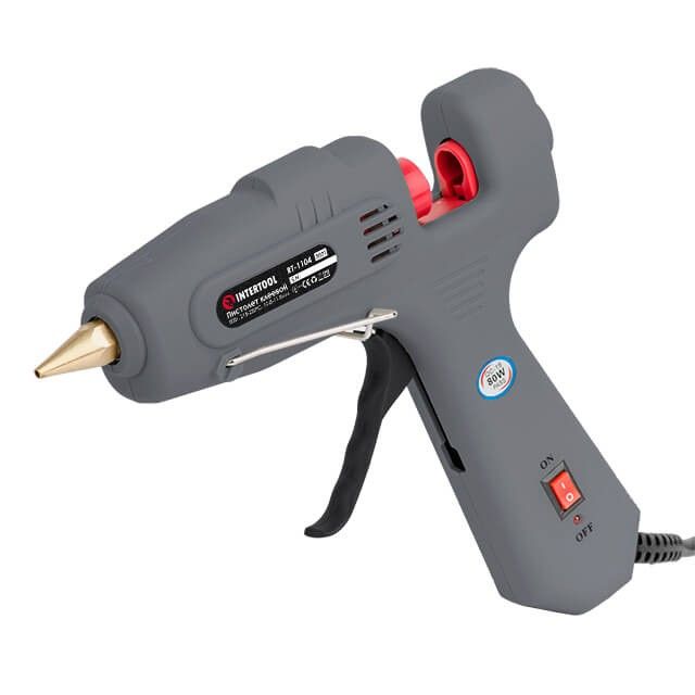 Пистолет клеевой 80(245) Вт, 230 В, 215-230°C под стержни 10.8-11.5 мм, 13-30 г/мин, выключатель INTERTOOL RT-1104