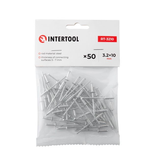 Заклепка алюминиевая 3.2*10 мм, 50 ед. INTERTOOL RT-3210