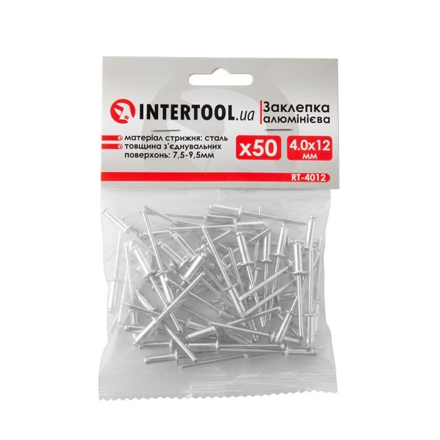 Заклепка алюминиевая 4,0*12 мм, 50 ед. INTERTOOL RT-4012