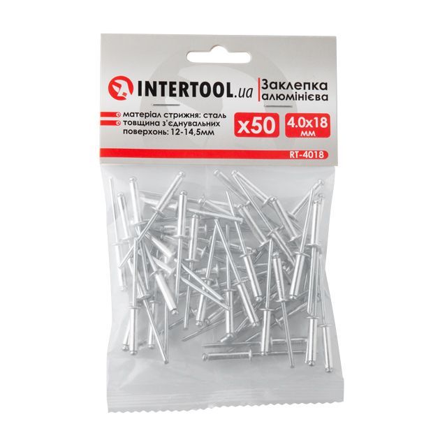 Заклепка алюминиевая 4.0*18 мм, 50 ед. INTERTOOL RT-4018