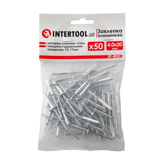Заклепка алюминиевая 4,0*20 мм, 50 ед. INTERTOOL RT-4020