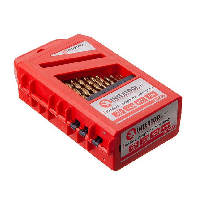 Набор сверл по металлу HSS, покрытие Ti, 1.0-13.0 мм, 25 ед. INTERTOOL SD-0025
