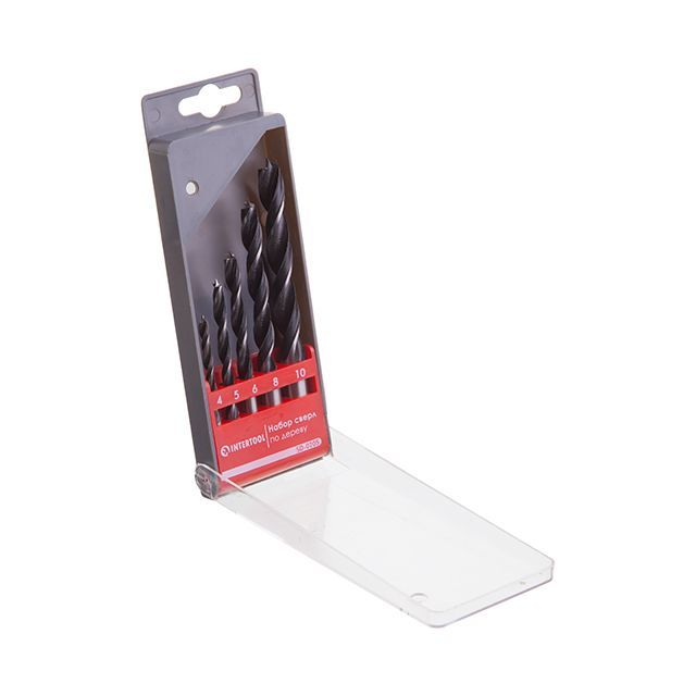 Набор сверл по дереву, 5 шт. (4, 5, 6, 8, 10 мм) INTERTOOL SD-0205