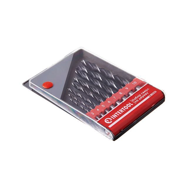 Набор сверл по дереву, 8 шт. (3, 4, 5, 6, 7, 8, 9, 10 мм) INTERTOOL SD-0208