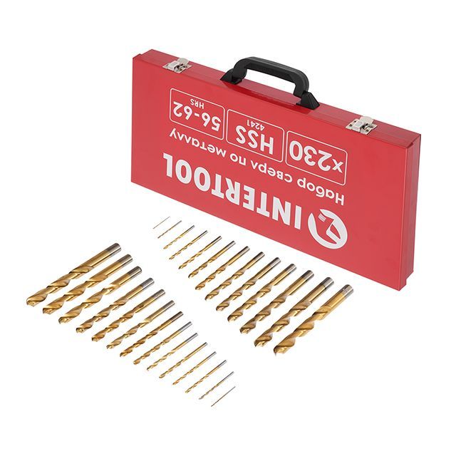 Набор сверл HSS, 1.0-13.0 мм, 230 ед., металлический кейс INTERTOOL SD-0309