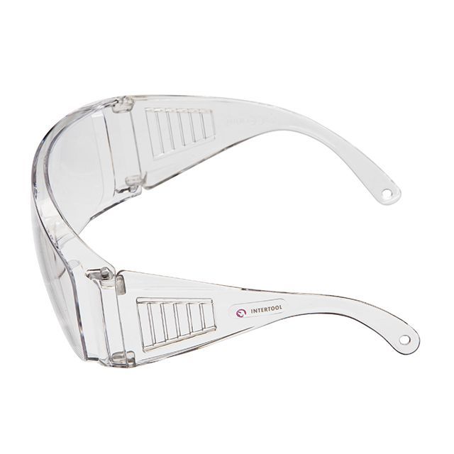 Очки защитные прозрачные, материал линз поликарбонат, материал заушников поликарбонат,защита от удара,оптический класс 1 INTERTOOL SP-0081
