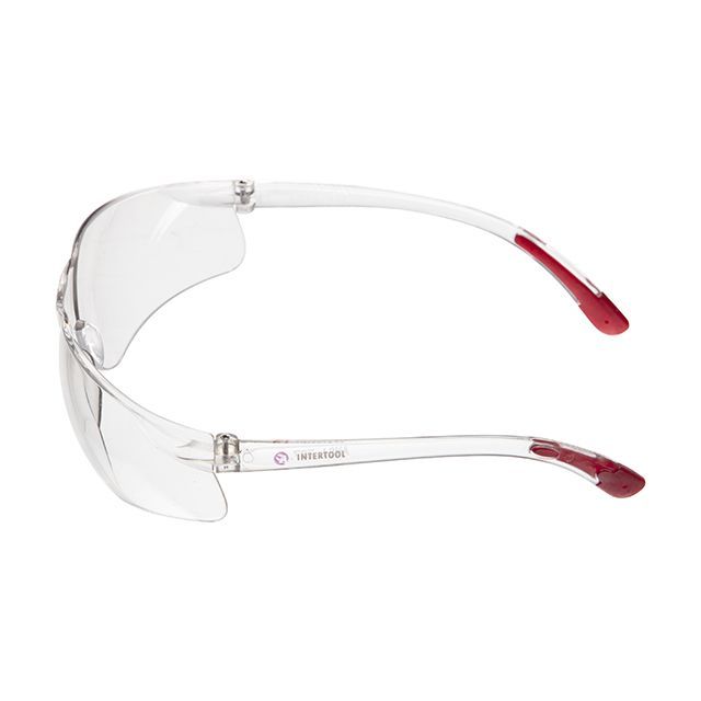 Очки защитные прозрачные, материал линз поликарбонат, материал заушников поликарбонат, защита от удара INTERTOOL SP-0087